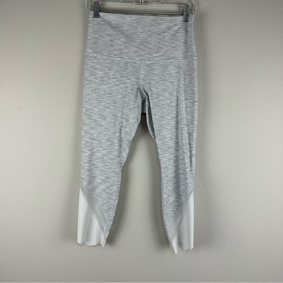 Lululemon White Gray Wunder Under Crop High Rise Roll Down Scallop Leggings 10 - Picture 1 of 5